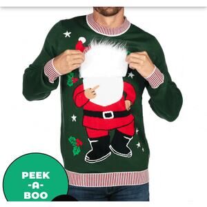 NEW Tipsy Elves Men’s Flippin’ Christmas Ugly Sweater Peek-A-Boo XL